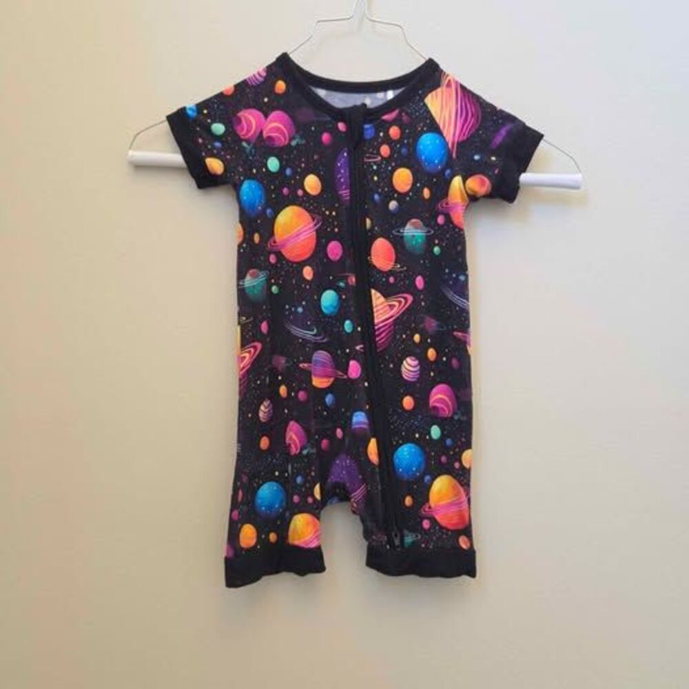 Little Snuggles 9-12M Space Natural Fiber Bamboo Romper